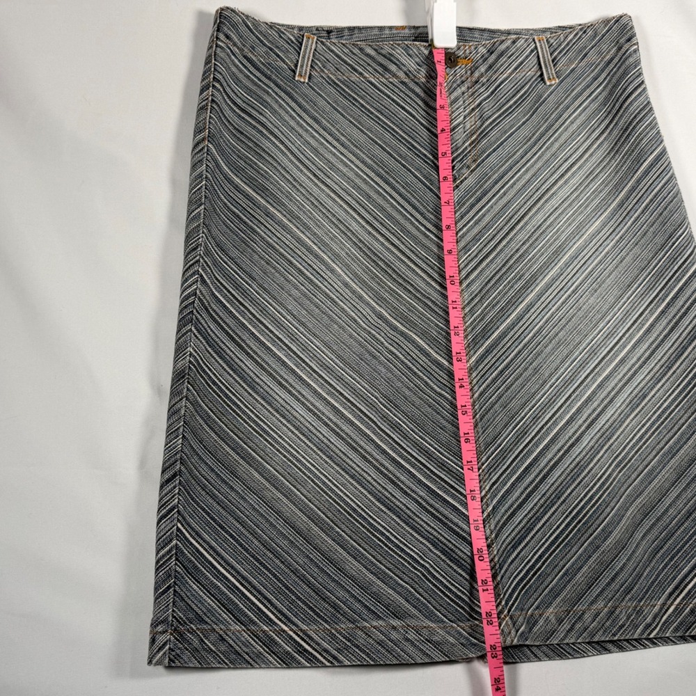 Lucky Brand Denim Skirt Womens 10 Blue Striped A-Line American Made Y2K Boho - Picture 6 of 8